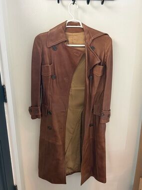 Brown Leather Trench Coat - Classic women’s Long Coat